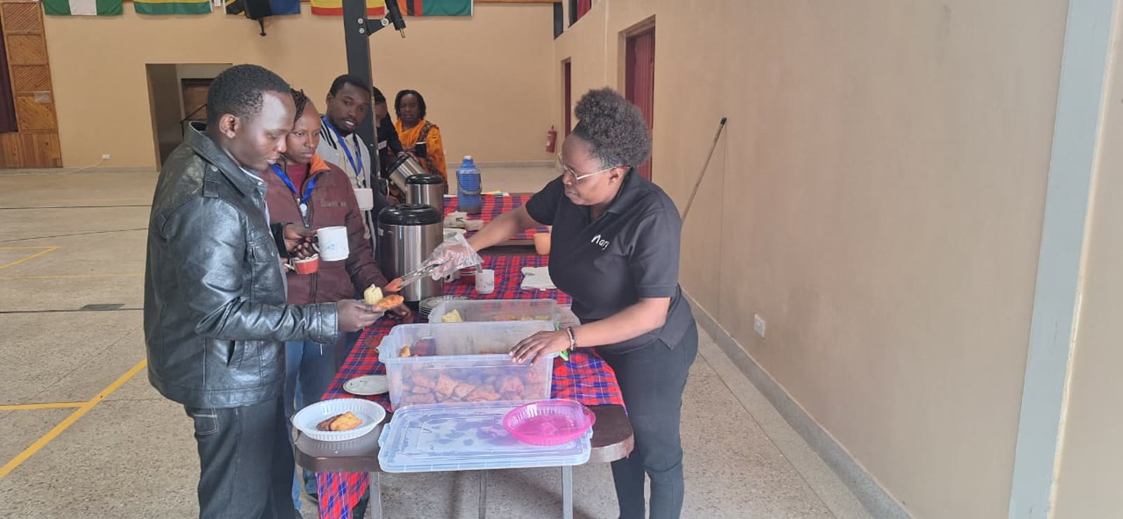 Mary serving guests at a Liebedish catered event
